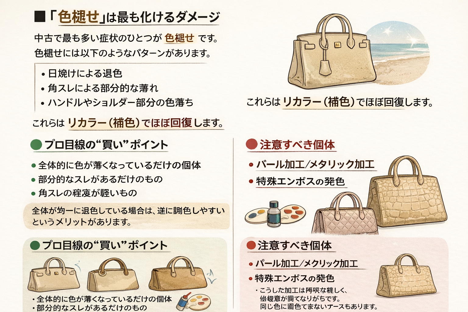 【保存版】中古エルメス・シャネル・ヴィトンはこう選べ!プロが教えるレザーの真価評価 「色褪せ」は最も化けるダメージ