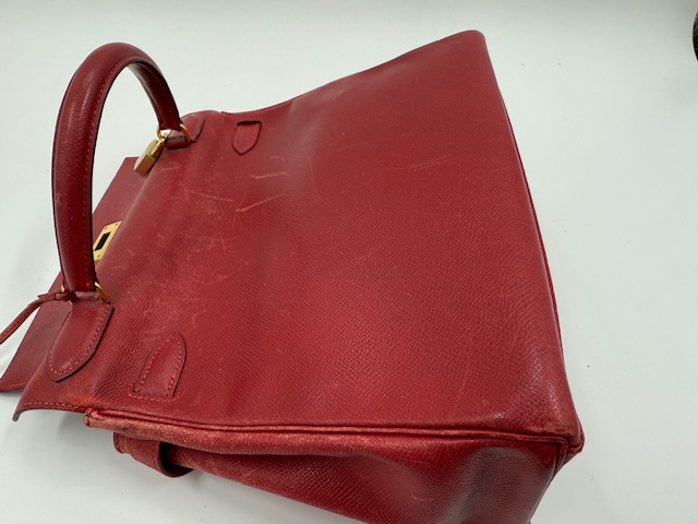 エルメス バッグ修理 ケリーの型崩れと擦り傷と色褪せのケア　ビフォー②