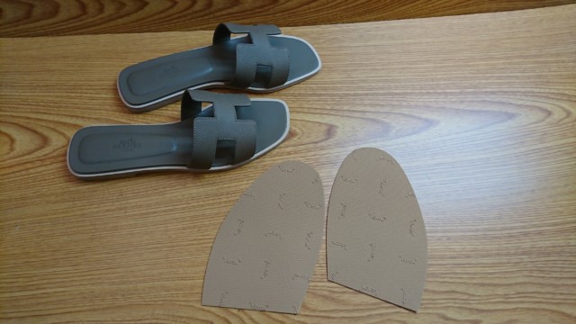 エルメスサンダル レザーソールの事前保護 ハーフソール福井